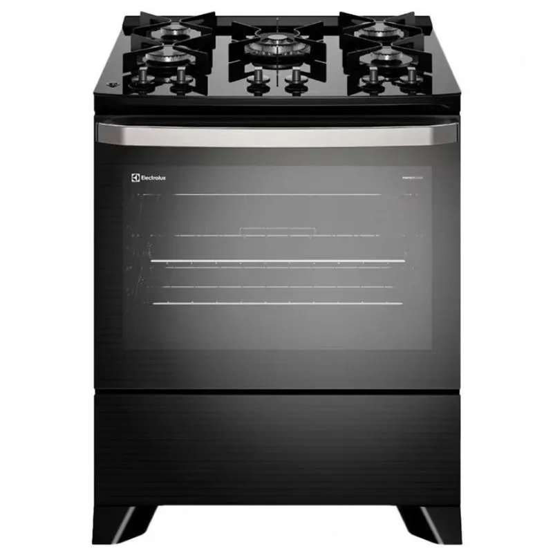 Fogão Electrolux 5 Bocas Experience FE5GP com Mesa de Vidro PerfectCook VaporBake e Acendimento Automático Preto / Bivolt