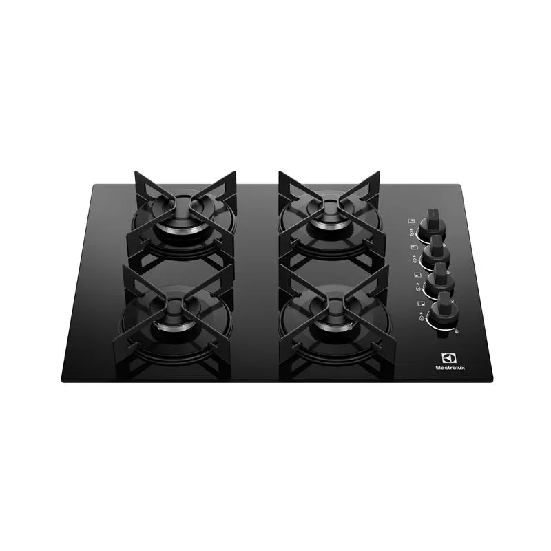 Estufa de empotrar a gas Electrolux 4 puestos triple llama vitrocerámica y parrillas en acero mate KE4GR - Electrolux