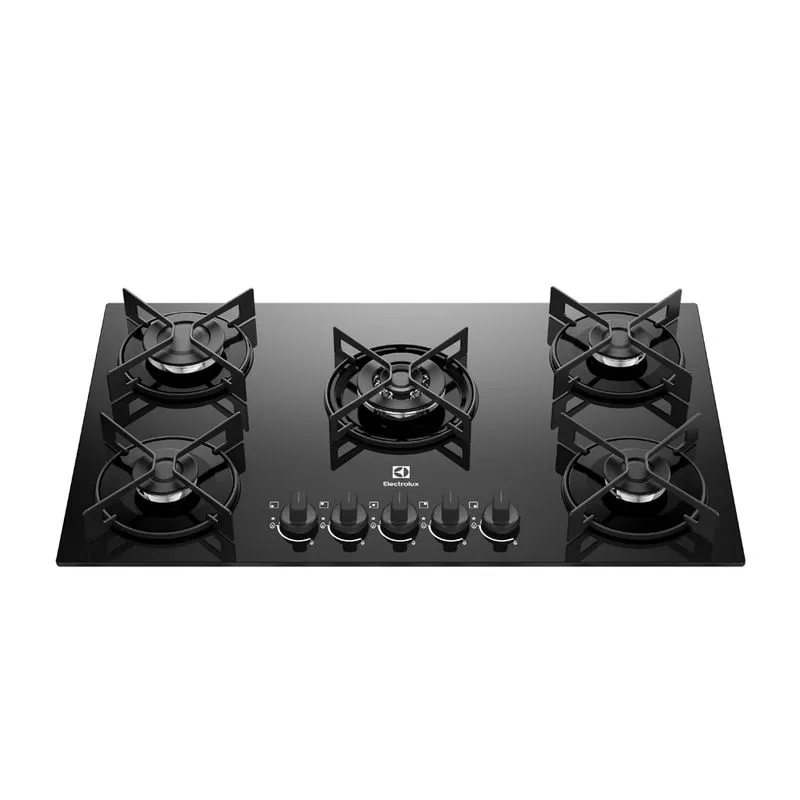 Estufa de empotrar a gas Electrolux 5 puestos triple llama vitrocerámica y parrillas en acero mate KE5GT - Electrolux