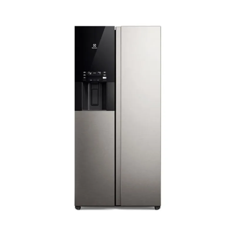 Refrigeradora Side by Side Electrolux No Frost 481L Autosense Dispensador de agua y hielo Gris ERS48F3Q4DS - Electrolux
