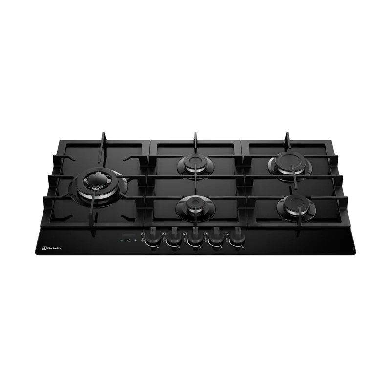 Encimera a Gas Electrolux 5 Quemadores 90 cm Triple Llama Vidrio Templado y Parrilas en Hierro Fundido KE5DT - Electrolux