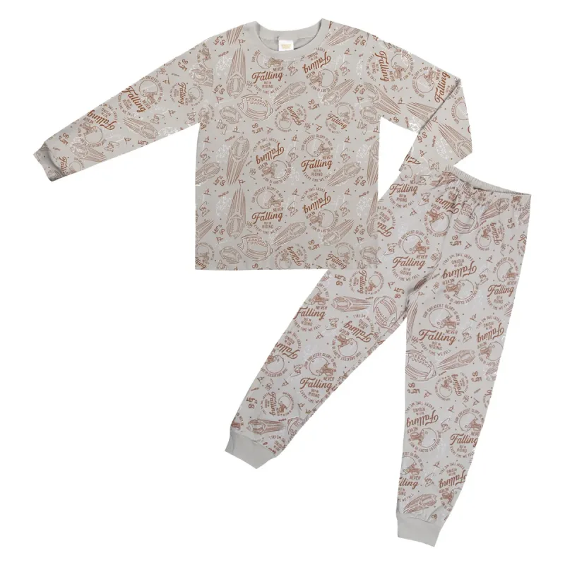 Pijama Meninos Longo Estampado Bege Futebol Americano Have Fun