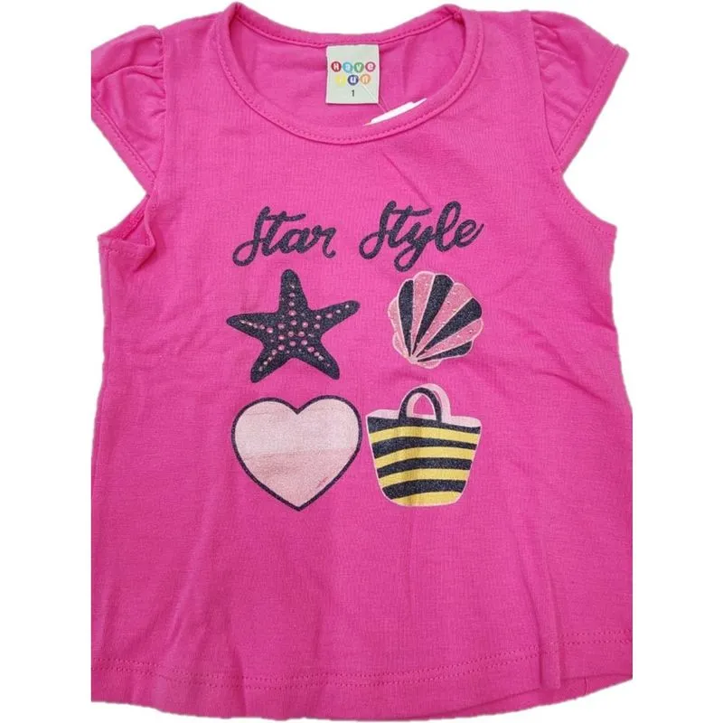 Blusa infantil m/c have fun cotton star style