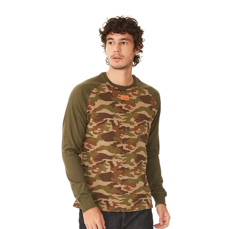 Camiseta HD Especial Manga Longa Raglan Camuflada Verde - GG
