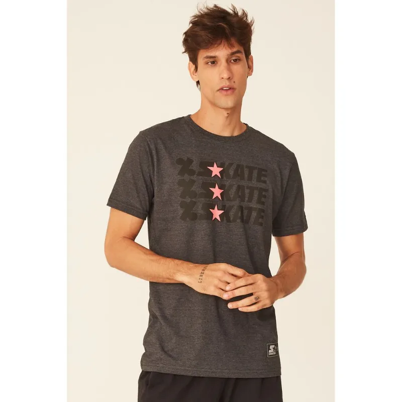 Camiseta Starter Estampada Collab Cemporcento Skate Cinza Mescla Escuro - P