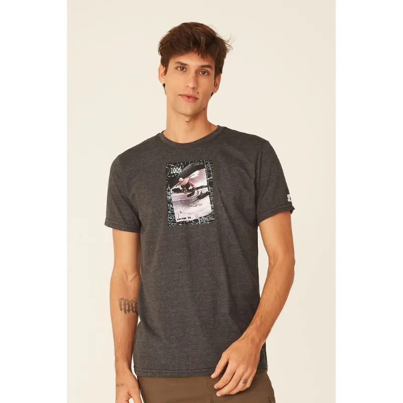 Camiseta Starter Estampada Collab Cemporcento Skate Cinza Mescla Escuro - GG