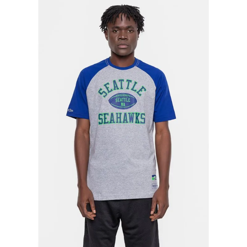 Camiseta Mitchell & Ness NFL Especial Raglan Seattle Seahawks Cinza Mescla - G