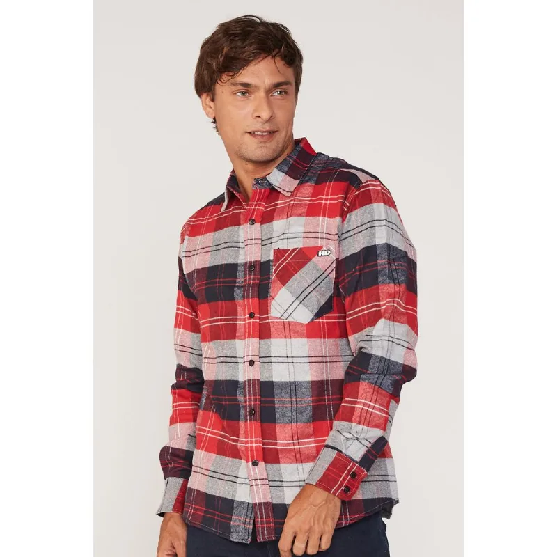 Camisa HD Manga Longa Xadrez Vermelha - P