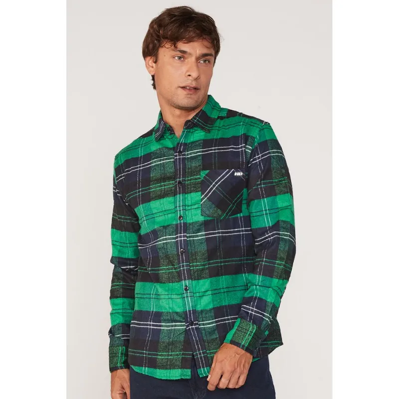 Camisa HD Manga Longa Xadrez Verde - M