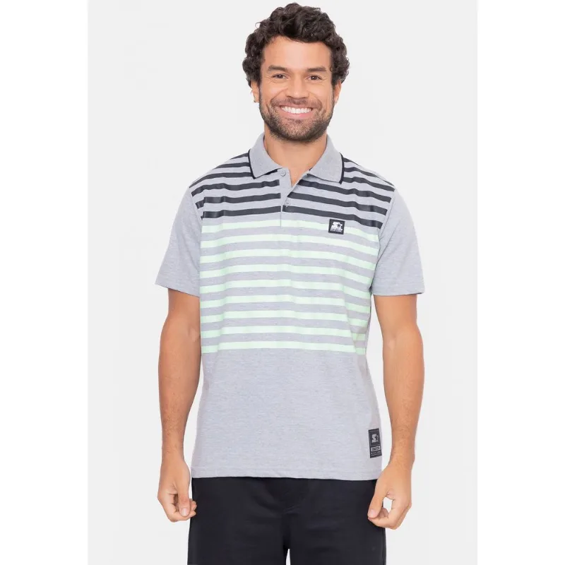 Camisa Polo Starter Piquet Estampada Cinza Mescla - P
