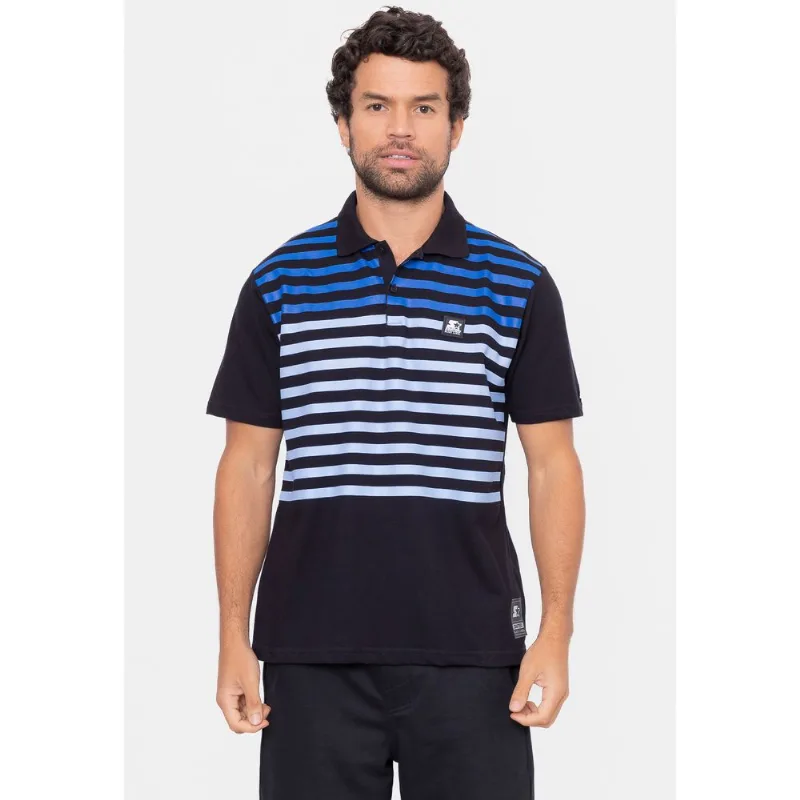 Camisa Polo Starter Piquet Estampada Preta - P