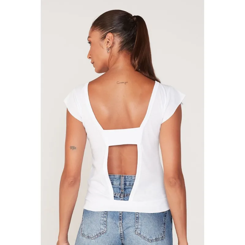 Camiseta Onbongo Feminina Costas Vazadas Estampada Branca - G