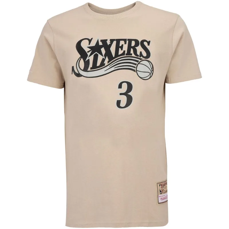 Camiseta Philadelphia 76ers NBA Mitchell & Ness Khaki Black - Masculina Bege M
