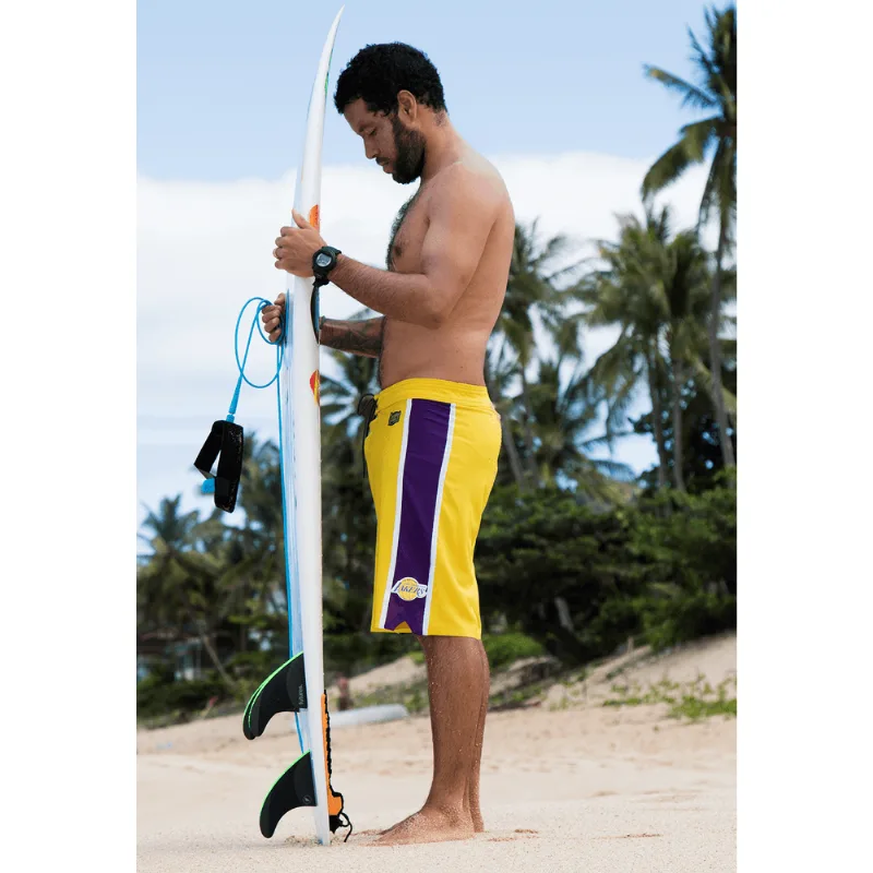Boardshort Mitchell & Ness Sublimado Collab HD e Mineirinho Los Angeles Lakers Amarelo - 44