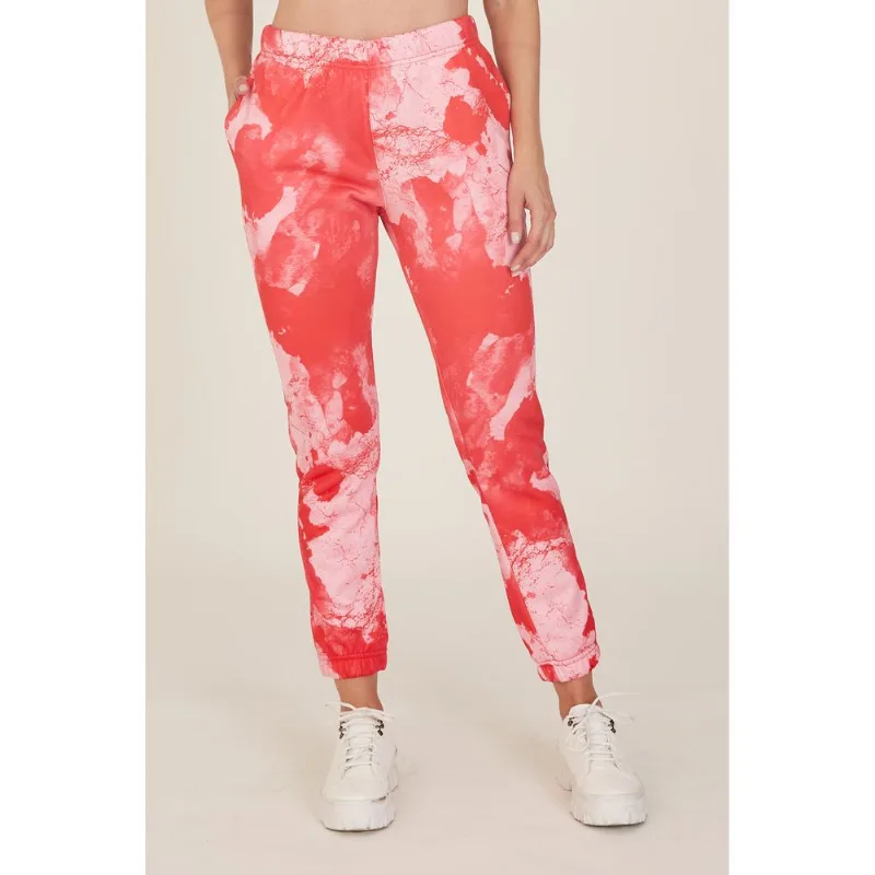 Calça Onbongo Feminina Moletom Tie Dye Vermelha Mescla - M