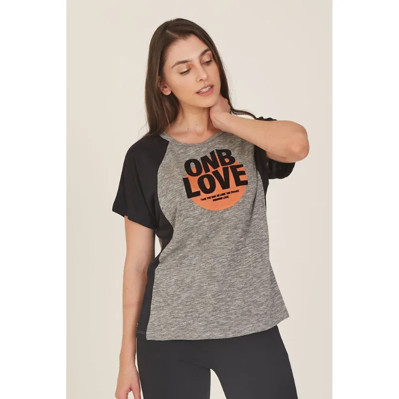 Camiseta Onbongo Feminina Raglan Cinza Mescla - P