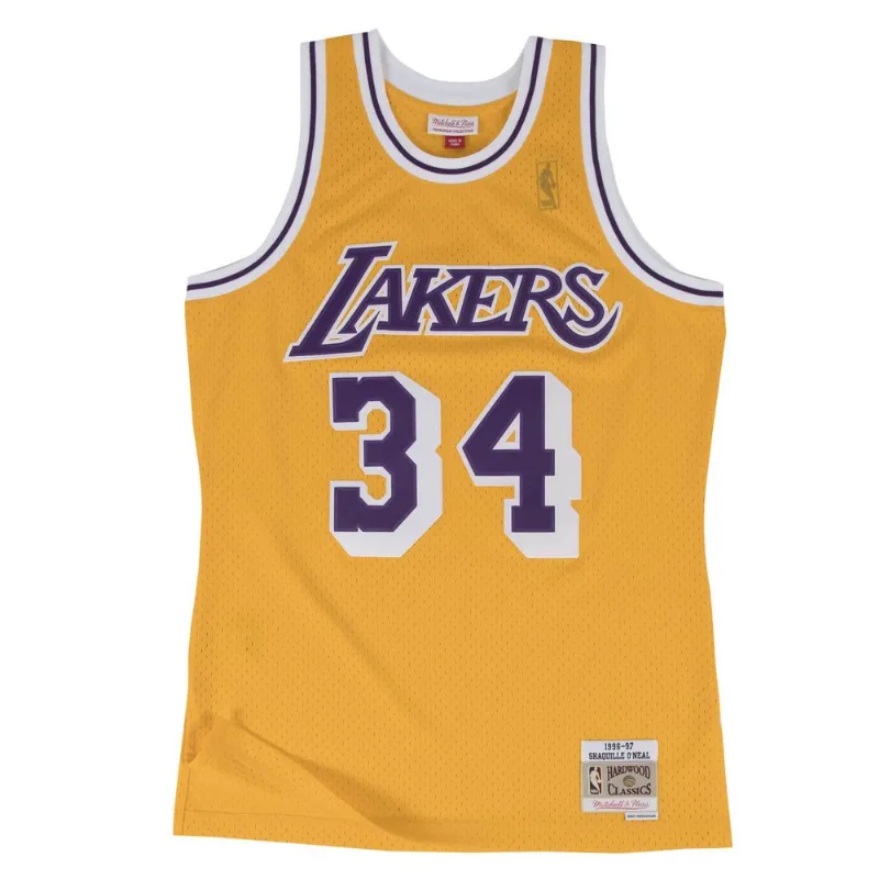 Regata Mitchell & Ness Home Swingman Jersey Los Angeles Lakers 1996-1997 Shaquille O'Neal Amarela - Plus M