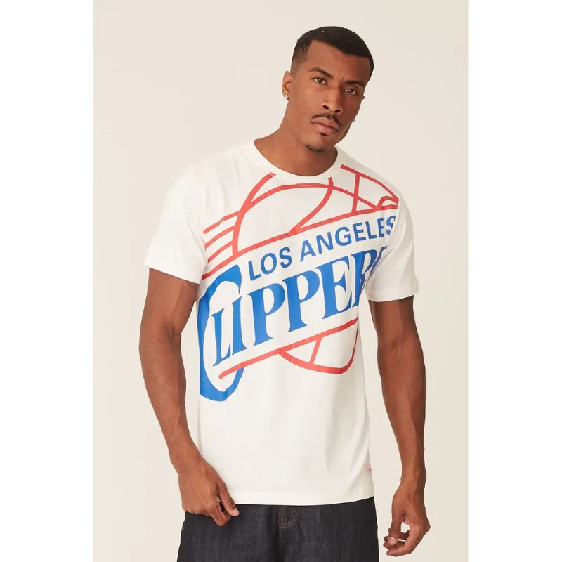 Camiseta Mitchell & Ness Estampada Los Angeles Clippers Off White - P