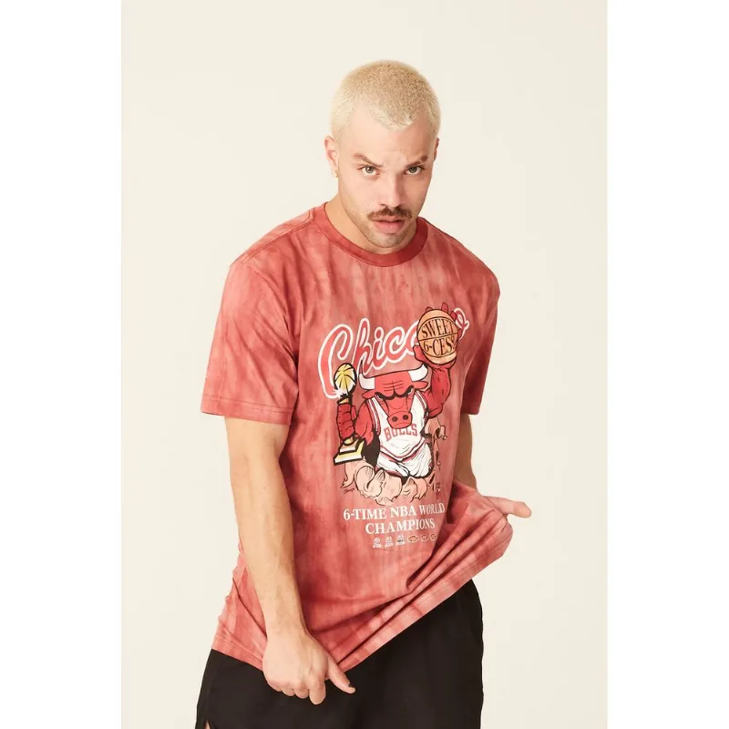 Camiseta Mitchell & Ness Estampada Tie Dye Chicago Bulls Vermelha - P