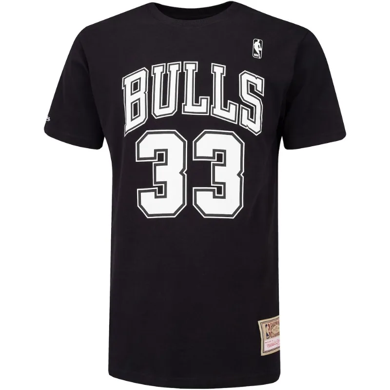 Camiseta Chicago Bulls Manga Curta Pippen - Masculina Preto GG