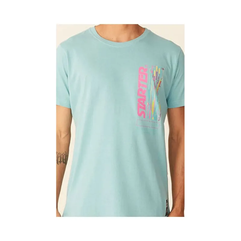 Camiseta Básica Masculina Estampada Azul Claro T773A - Starter P