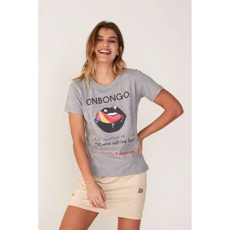Camiseta Onbongo Feminina Estampada Cinza Mescla - M