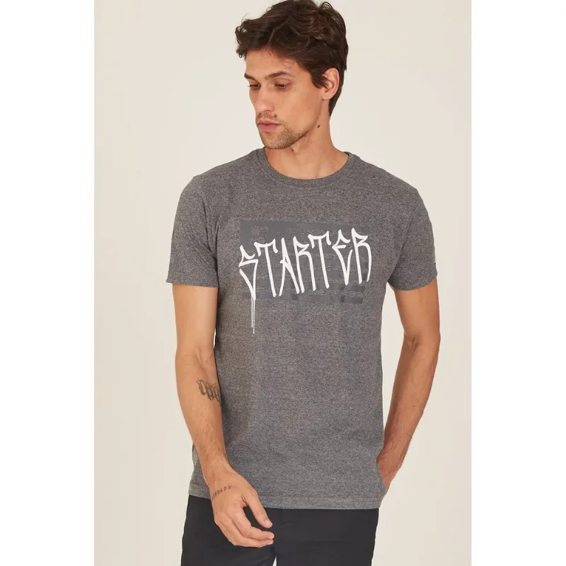 Camiseta Starter Estampada Cinza Mescla Escuro - GG