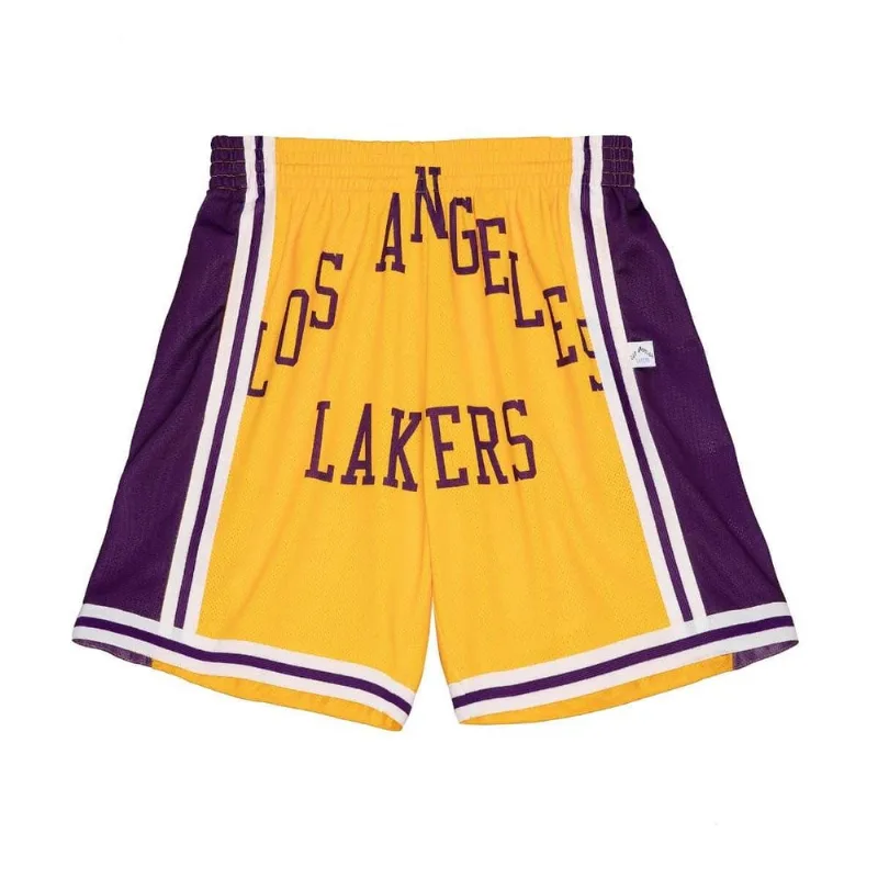 Shorts Mitchell & Ness Swingman Jersey Blown Out Fashion Big Face Los Angeles Lakers Amarelo - G