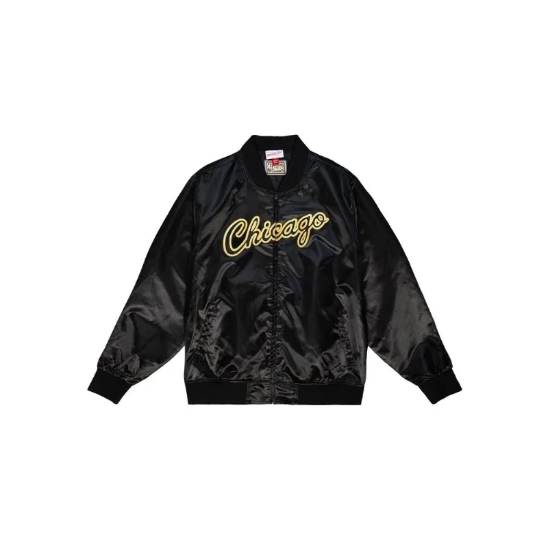 Jaqueta Mitchell & Ness NBA Big Face 4.0 Satin Jacket Chicago Bulls Preta - M