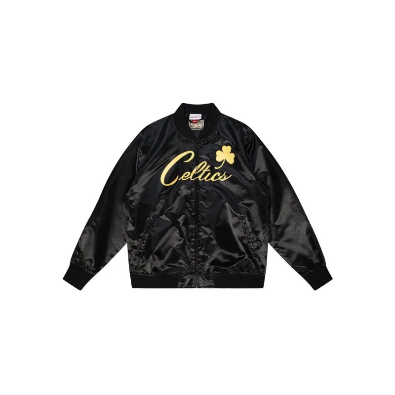 Jaqueta Mitchell & Ness NBA Big Face 4.0 Satin Jacket Boston Celtics Preta - Plus P