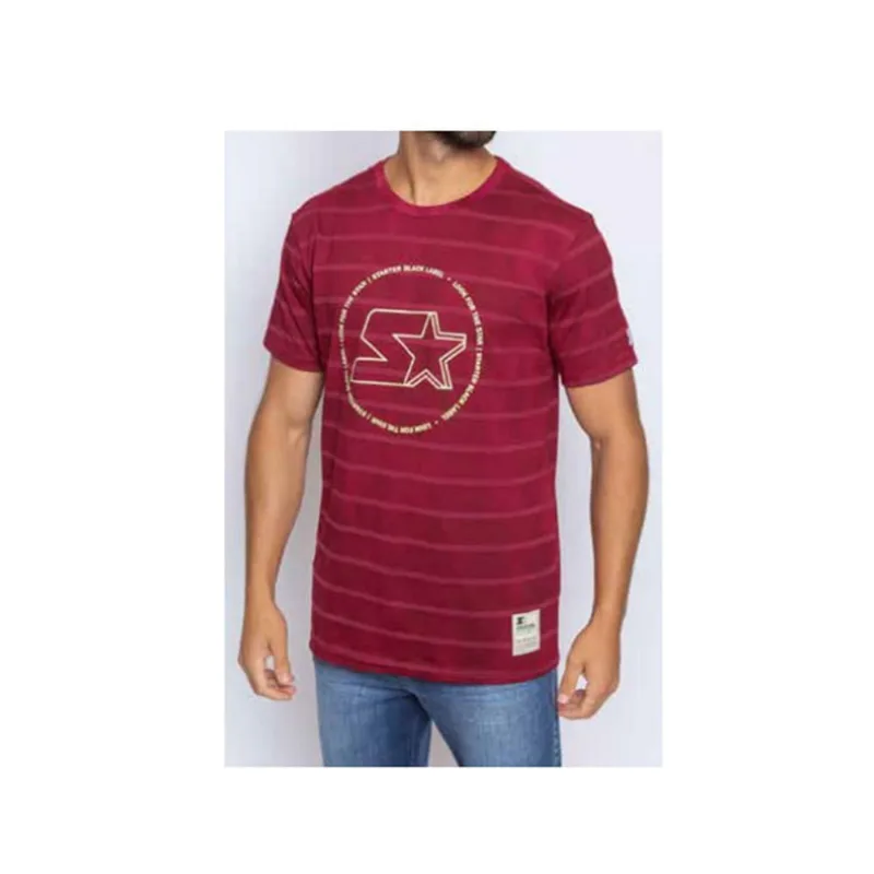 Camiseta Básica Masculina Estampada Vermelho Bordô T974A - Starter G