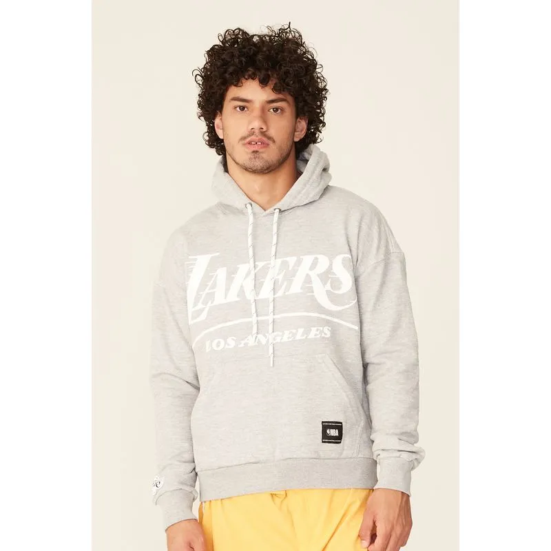 Moletom NBA Fechado Com Capuz Los Angeles Lakers Cinza Mescla - M