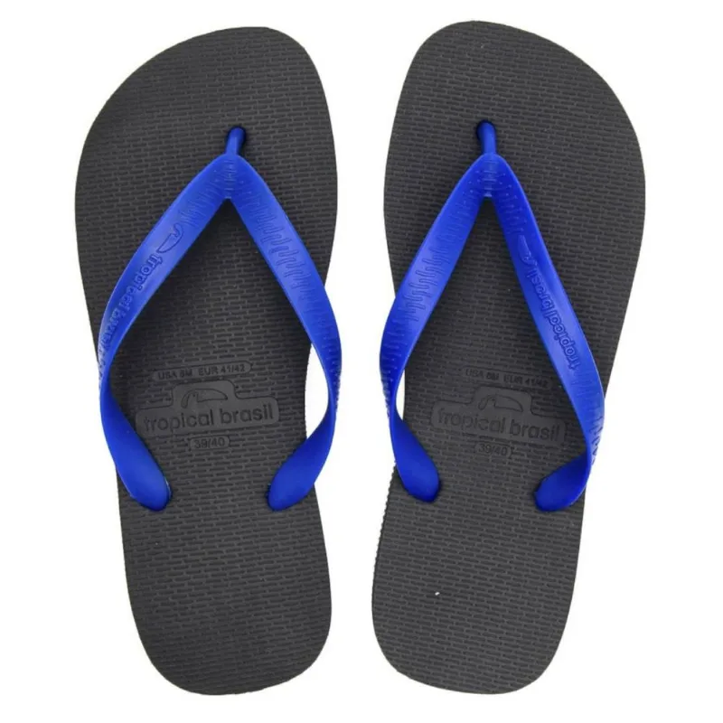 Chinelo Tropical Brasil Essencial Flip Flop Preto Com Azul - 43