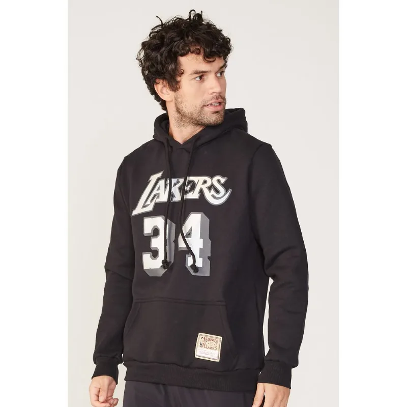 Moletom Mitchell & Ness Fechado Com Capuz Los Angeles Lakers Preto - P