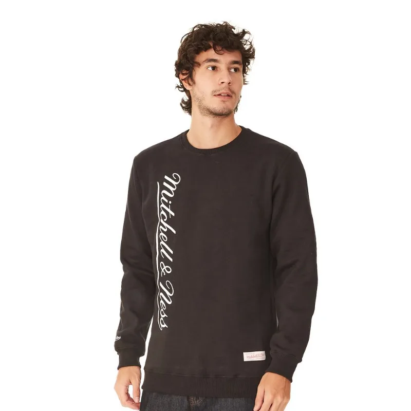 Moletom Mitchell & Ness Fechado Gola Careca Branded Preto - M