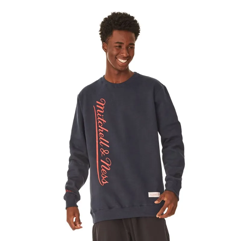 Moletom Mitchell & Ness Fechado Gola Careca Branded Azul Marinho - GG