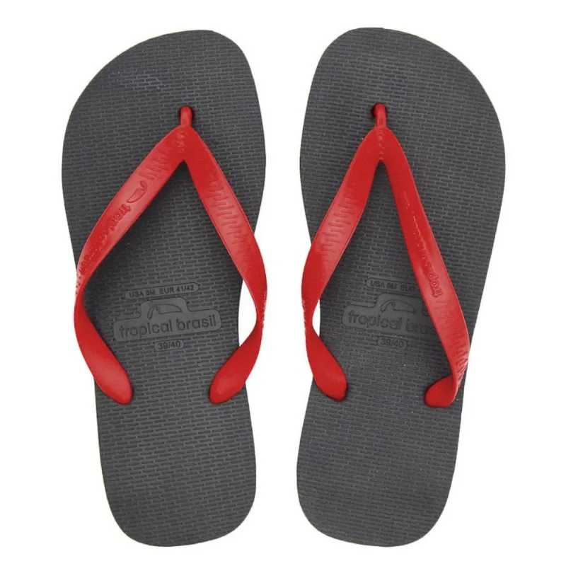 Chinelo Tropical Brasil Essencial Flip Flop Preto Com Vermelho - 39