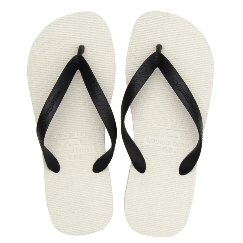 Chinelo Tropical Brasil Essencial Flip Flop Branco Com Preto - 39