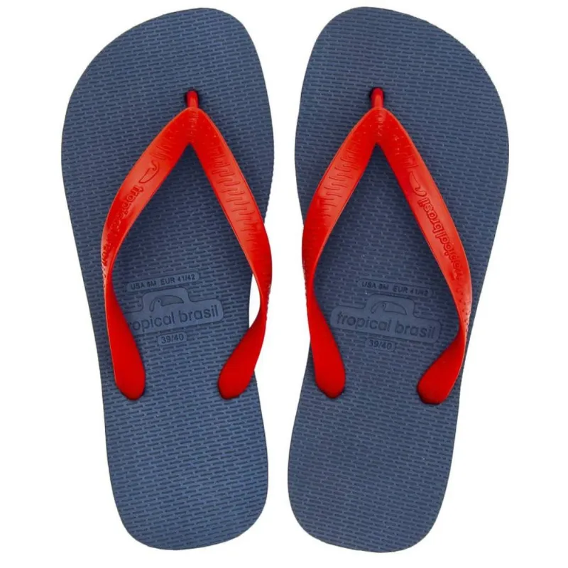 Chinelo Tropical Brasil Essencial Flip Flop Azul Marinho Com Vermelho - 43