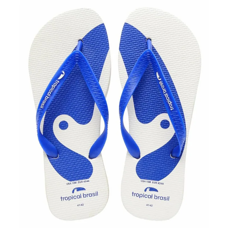 Chinelo Tropical Brasil Institucion Flip Flop Branco Com Azul - 39