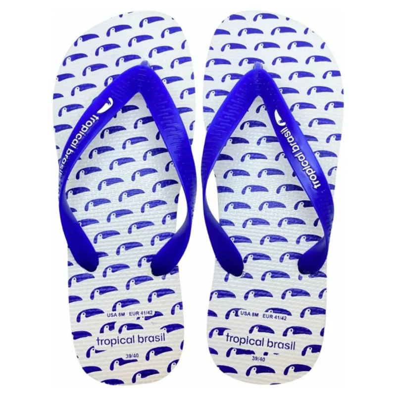 Chinelo Tropical Brasil Institucion Flip Flop Branco Com Azul - 39