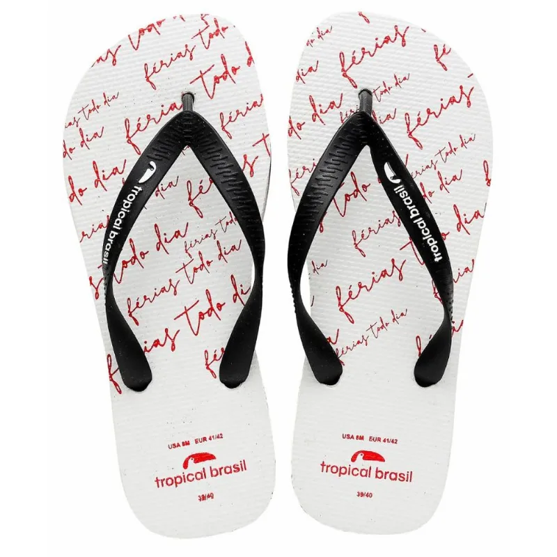 Chinelo Tropical Brasil Institucion Flip Flop Branco Com Preto - 39