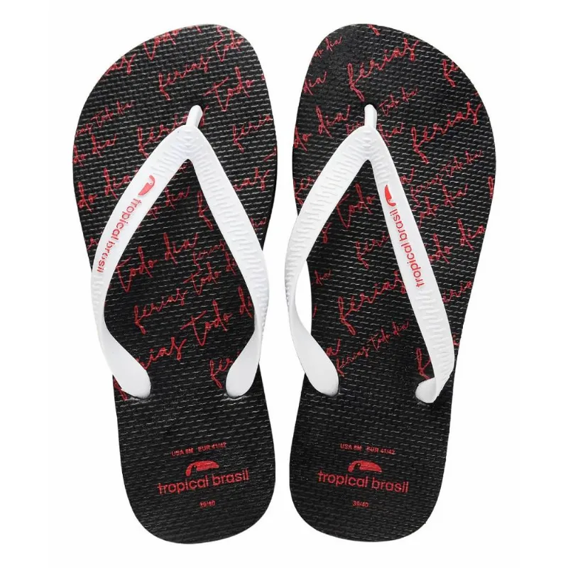 Chinelo Tropical Brasil Institucion Flip Flop Preto Com Branco - 37