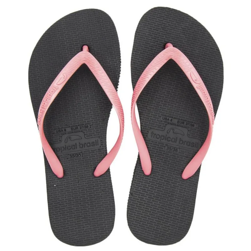 Chinelo Tropical Brasil Essencial Flip Flop Preto Com Rosa - 35