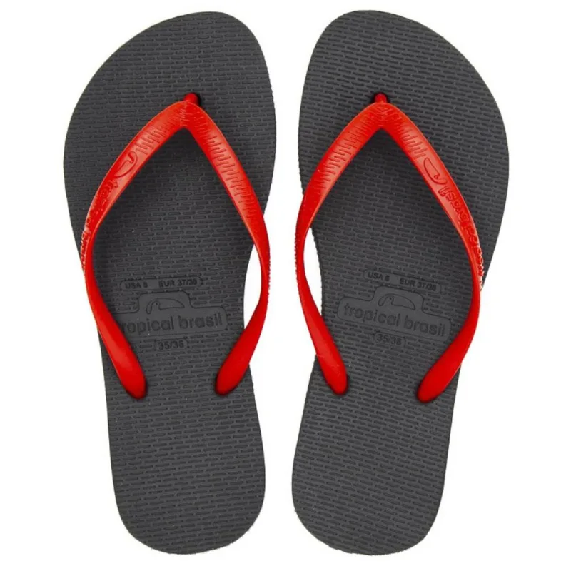 Chinelo Tropical Brasil Essencial Flip Flop Preto Com Vermelho - 37