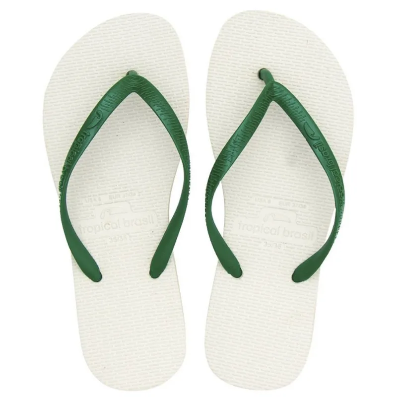 Chinelo Tropical Brasil Essencial Flip Flop Branco Com Verde - 37