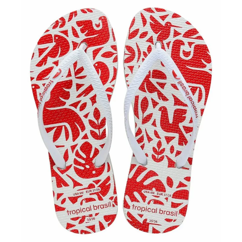 Chinelo Tropical Brasil Ilustração Flip Flop Branco - 33