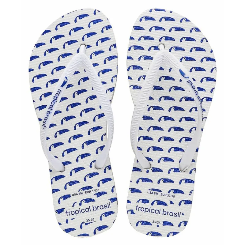 Chinelo Tropical Brasil Institucion Flip Flop Branco Com Azul - 37