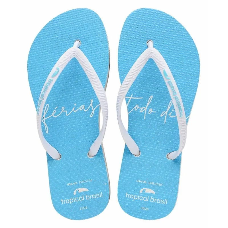 Chinelo Tropical Brasil Institucion Flip Flop Branco Com Azul - 33