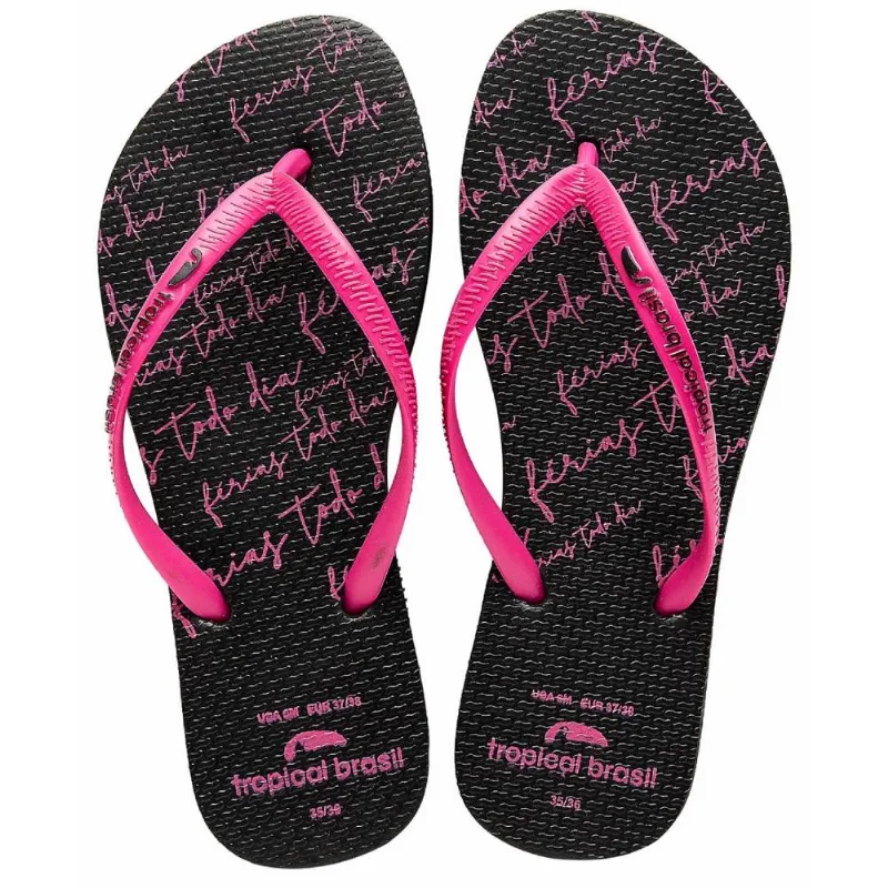 Chinelo Tropical Brasil Institucion Flip Flop Preto Com Rosa - 33